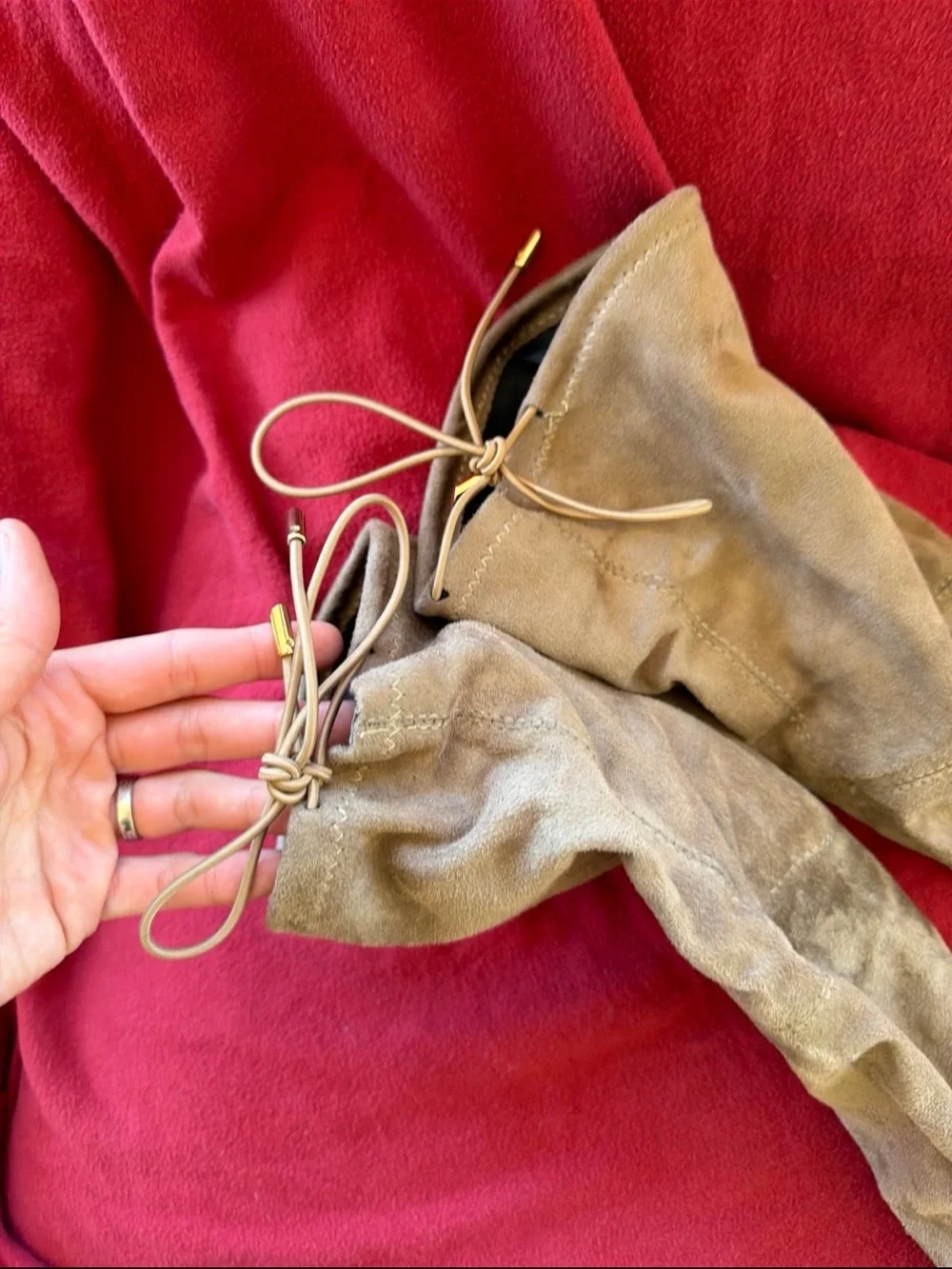 Over-the-Knee Suede Boots in Taupe
